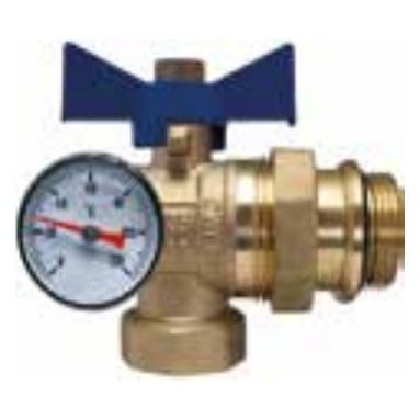 Zawor ze srubunkiem Brass KHT 1 katowy z termometrem VAK-B-1P-B