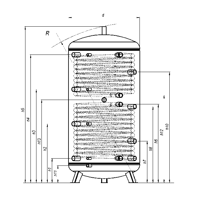 Zbiornik buforowy KHT PS-02-GP-PUM — rysunek techniczny z katalogu producenta